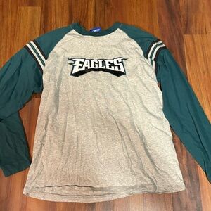 NFL Eagles Gray Body Green Sleeves Long Sleeve Raglan